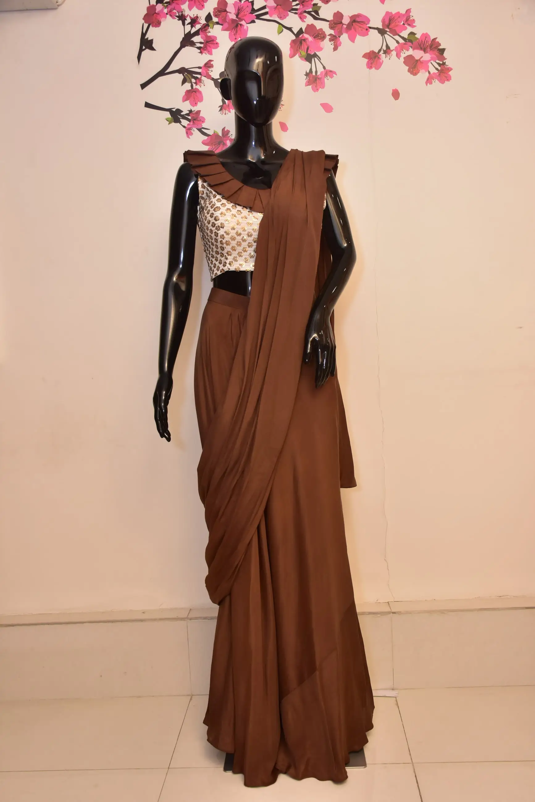 Coffee Draped Saree