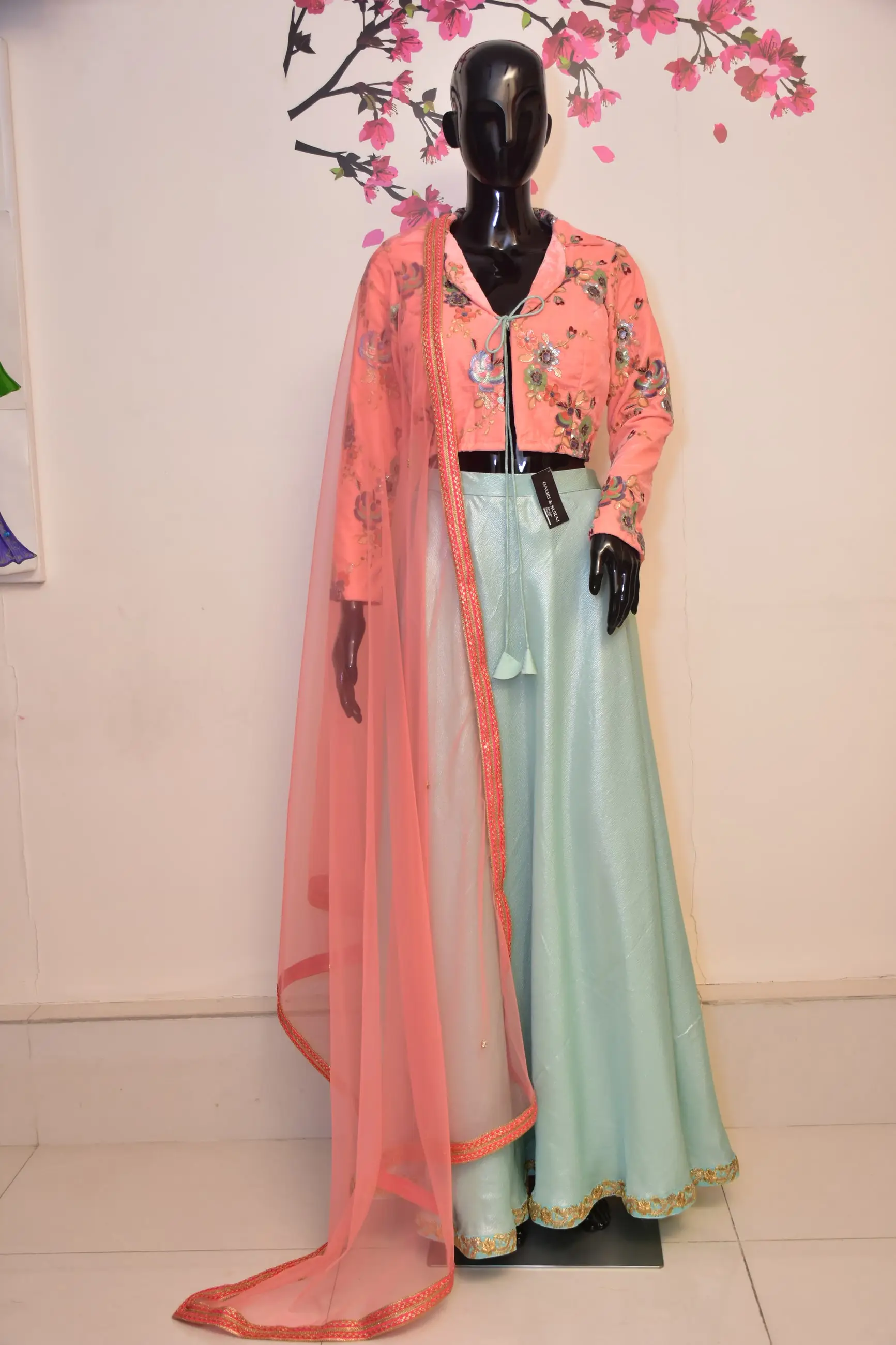Coral Cape Anarkali