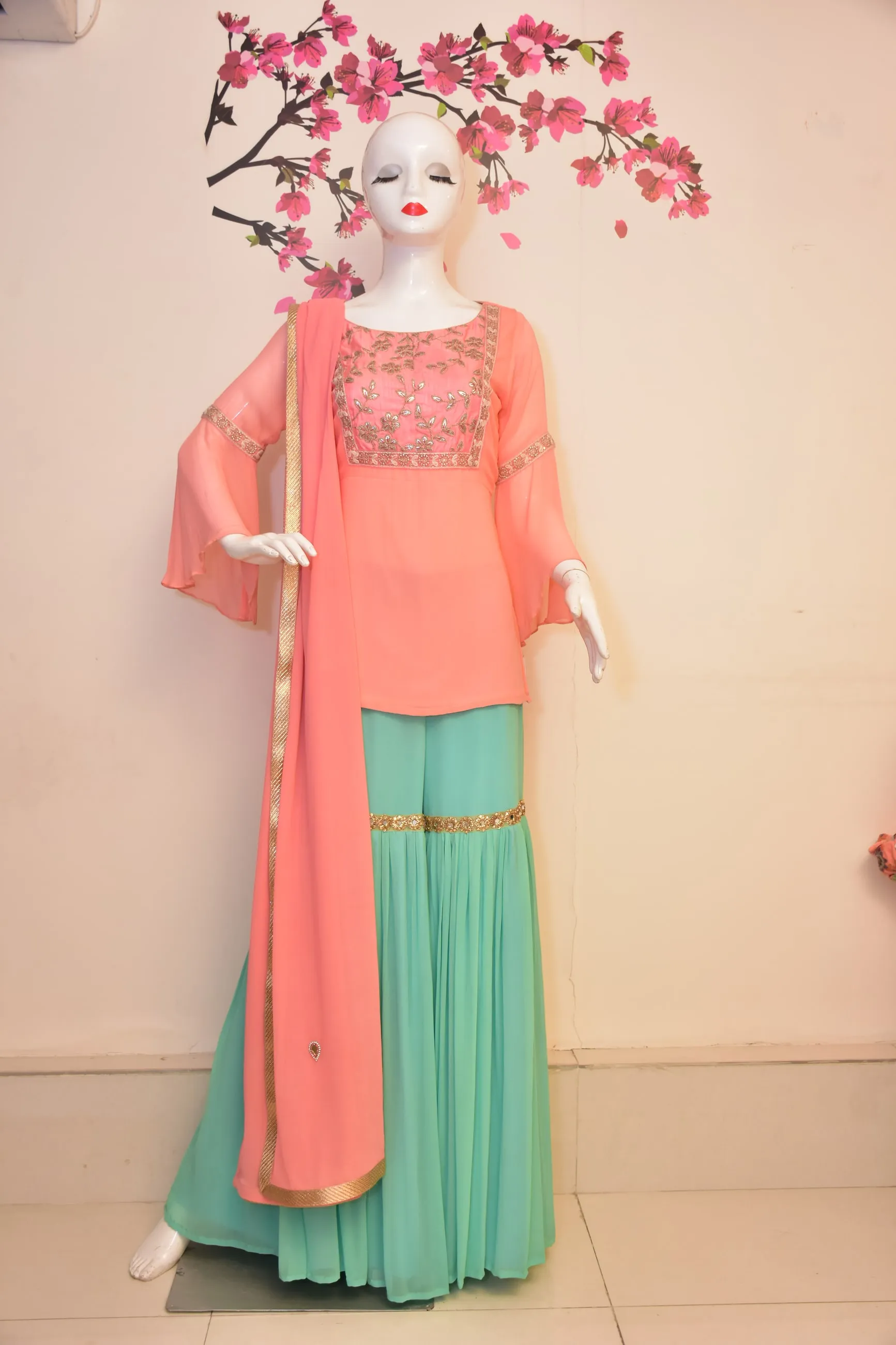 Coral & Mint Sharara