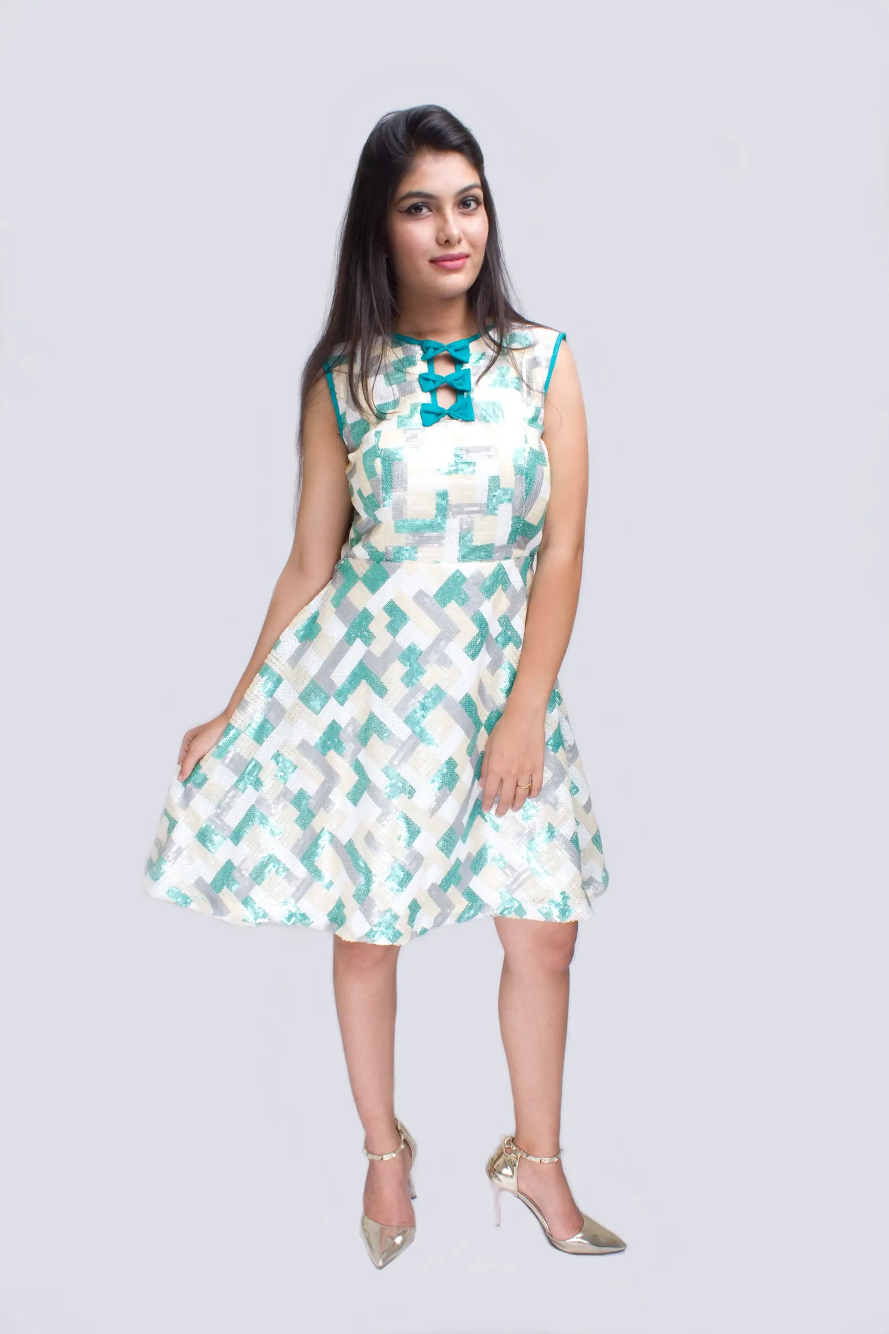 Mosaic Brocade Dress